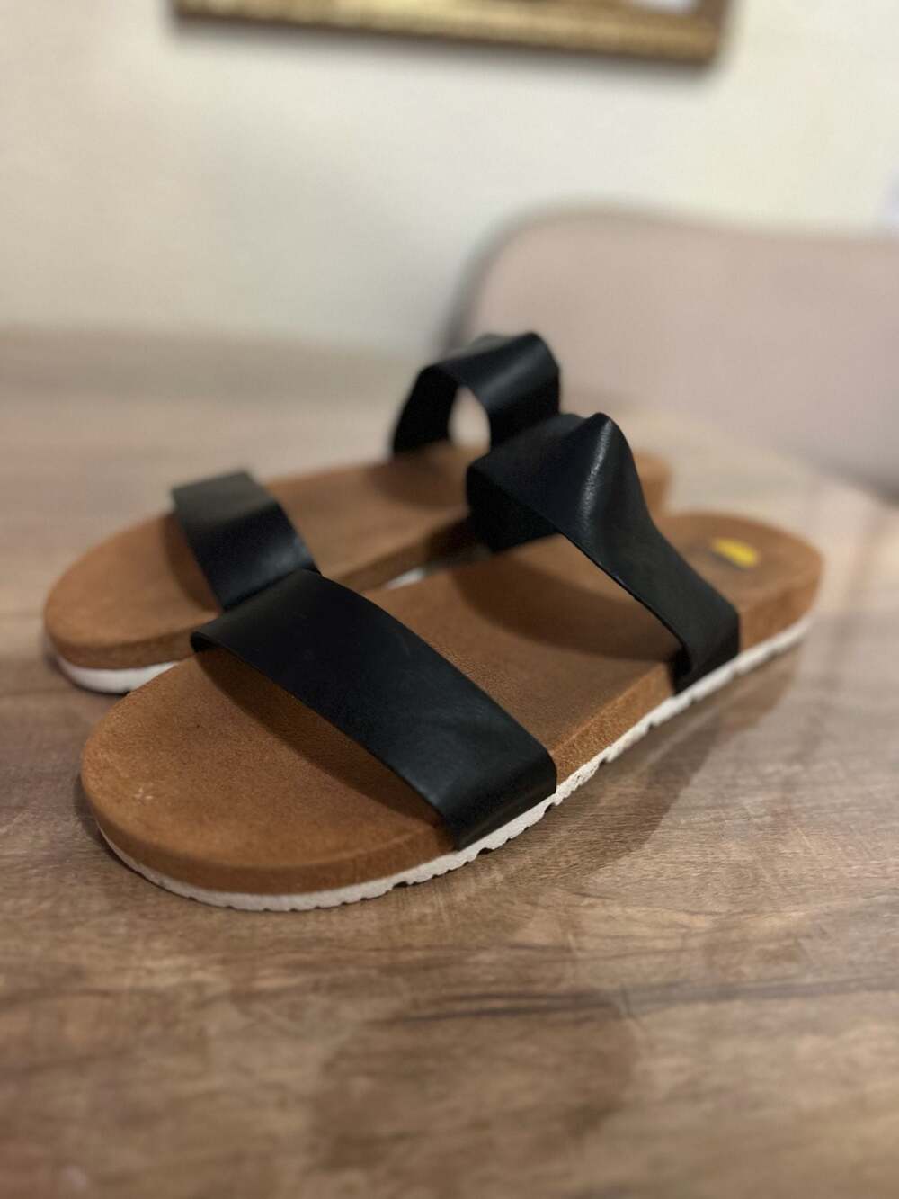 Maui Island Black Two-Strap Slide Sandals Size 12M